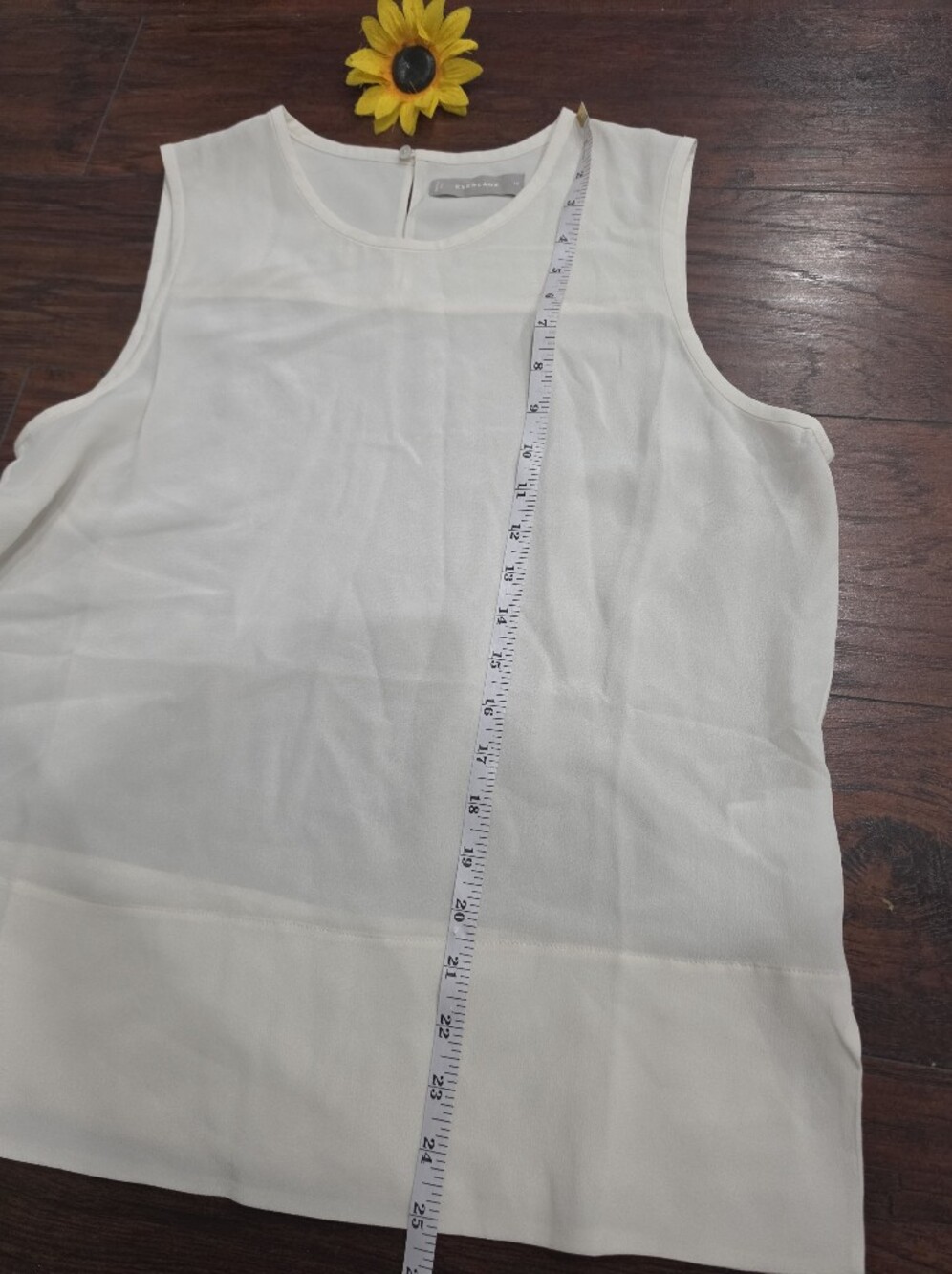 Everlane White Sleeveless Sheer Yoke Blouse - Picture 5 of 6